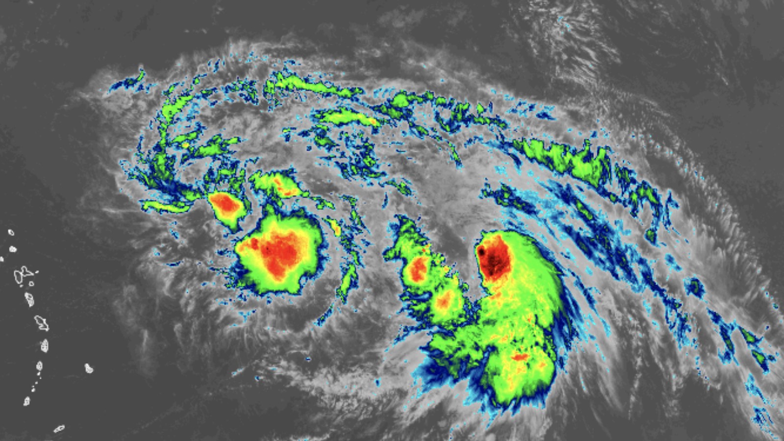 Tropical storms Philippe and Rina jostle for position in the Atlantic